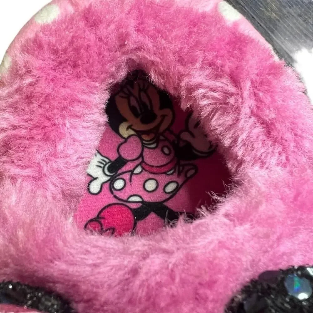 Girls Disney Minnie Mouse Pink Bowknot Slippers Size 9/10